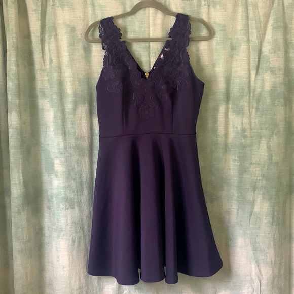 Ted Baker London purple embroidered floral mini dress - Picture 3 of 7